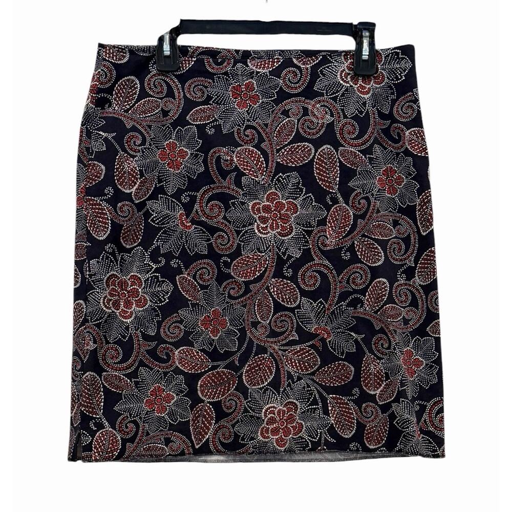 Talbots A-Line Blue And Red Floral Skirt Size 12 Summer Patriotic